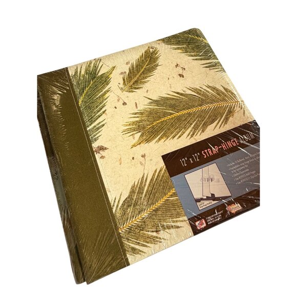 12" X 12" Strap-Hinge Scrapbook Album With Palm Leaf Print & Olive Spine - Picture 4 of 6
